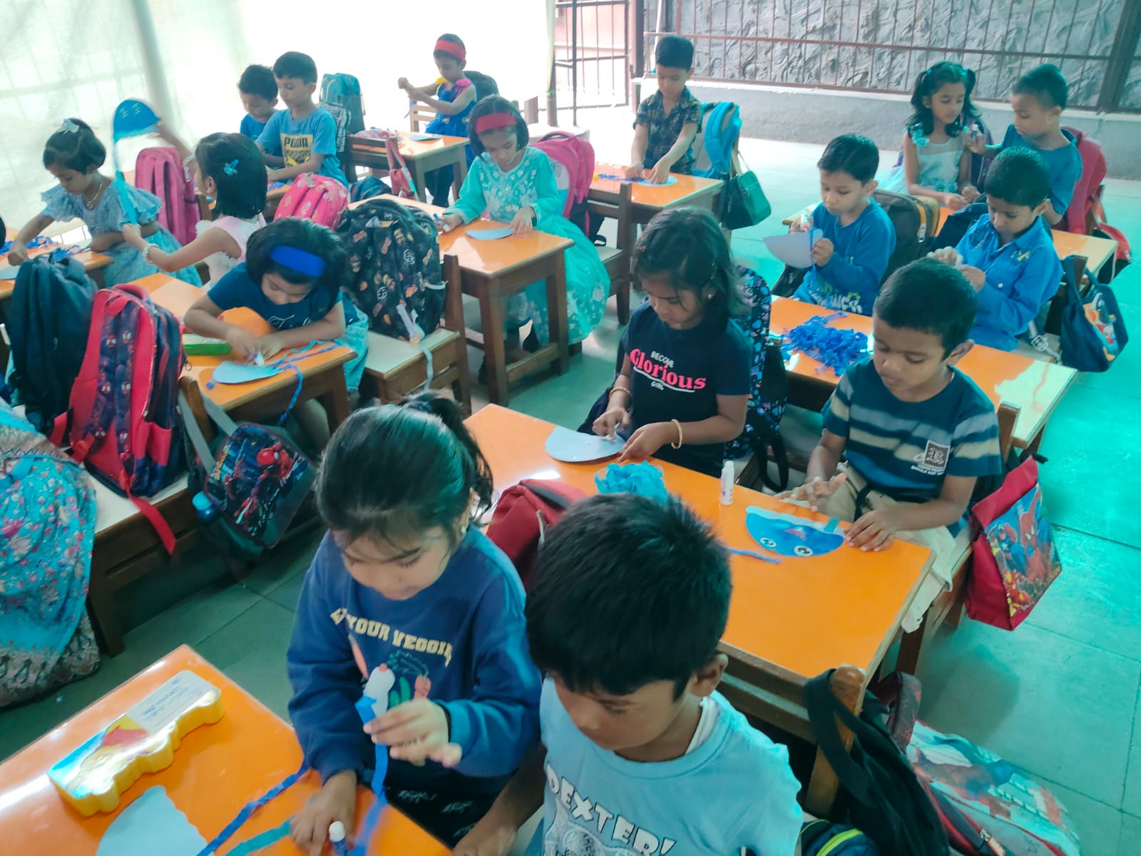 LKG - Colorful Umbrella craft using rangoli patterns
