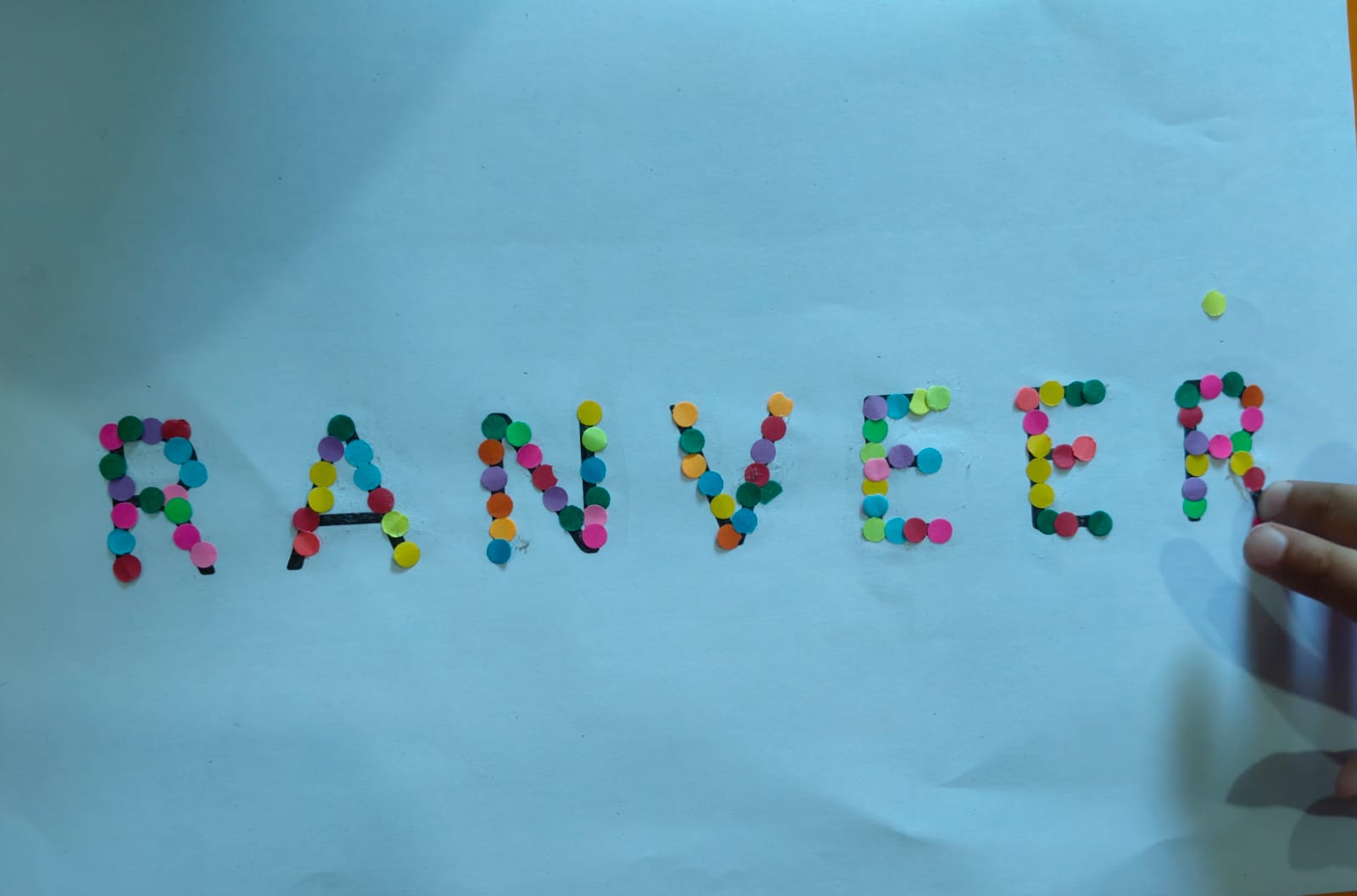 Fun with Alphabets name spellings with dot stickers display
