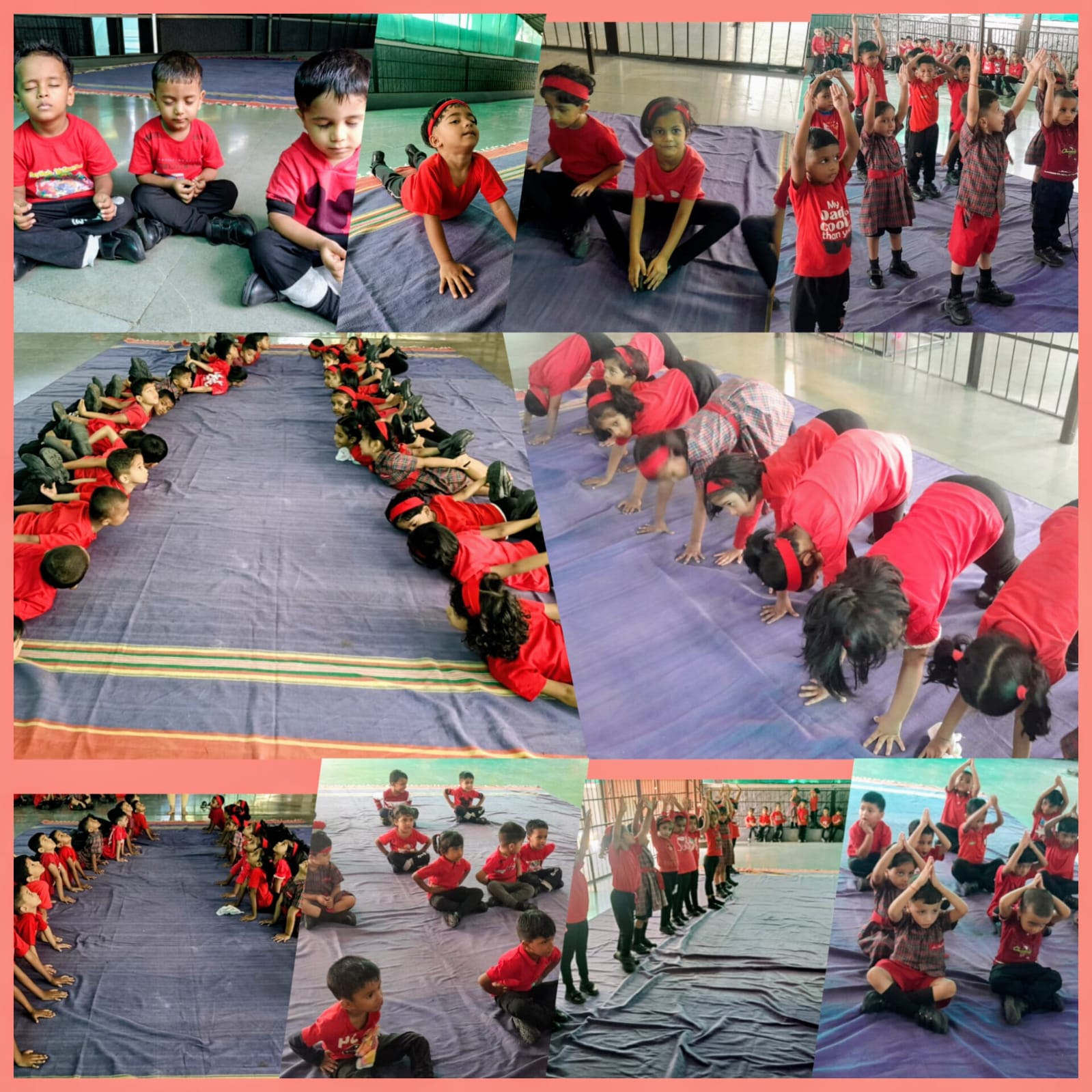 Yoga Day celebration collage of postures